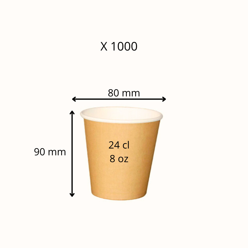 Gobelet en carton kraft brun 24 cl (8 oz)